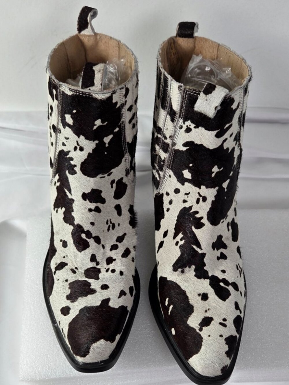 Old Cutler West-3 Chelsea Ankle Boots Black/Cream Cow Print Calf Hair Sz 37/US-7